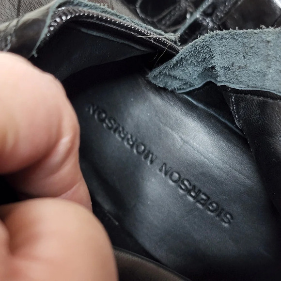 Sigerson Morrison Jaden Black Croc Leather Tall Boots Size 37.5 New - Picture 14 of 16